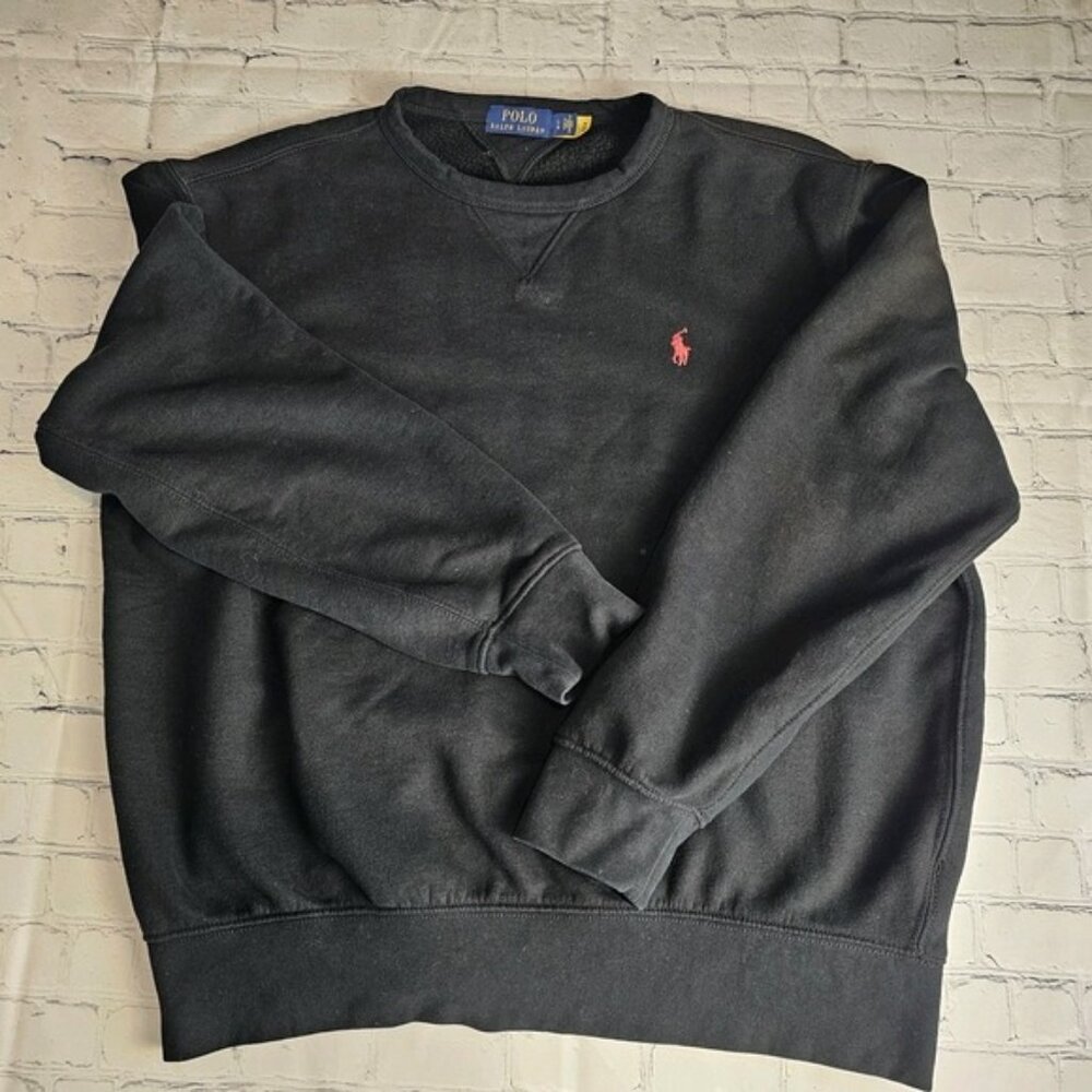 Polo Ralph Lauren Crewneck Sweatshirt Mens Large Black Long Sleeve Pullover Pony